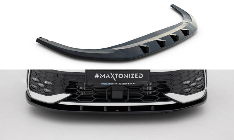 Maxton Front Ansatz V.1 VW Golf GTI / GTE / R-Line Mk8 Facelift schwarz Hochglanz VW-GO-8F-GTI-FD1-G