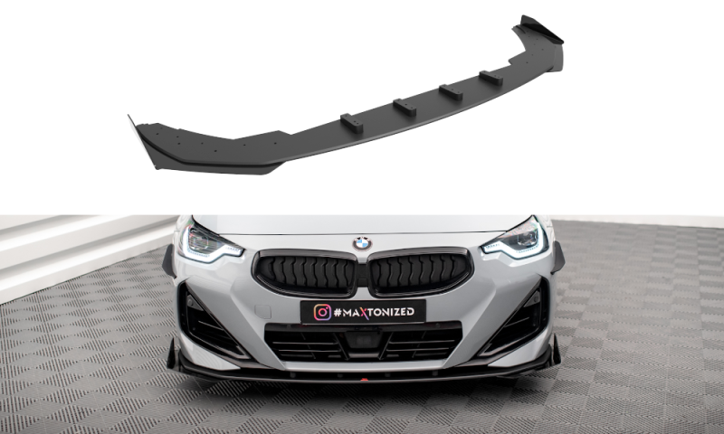 Maxton Street Pro Front Ansatz für +Flaps für + Flaps BMW 2 Coupe M-Paket / M240i G42 schwarz Hochglanz BM242MPACKCNC-FD1B+FSF1-G