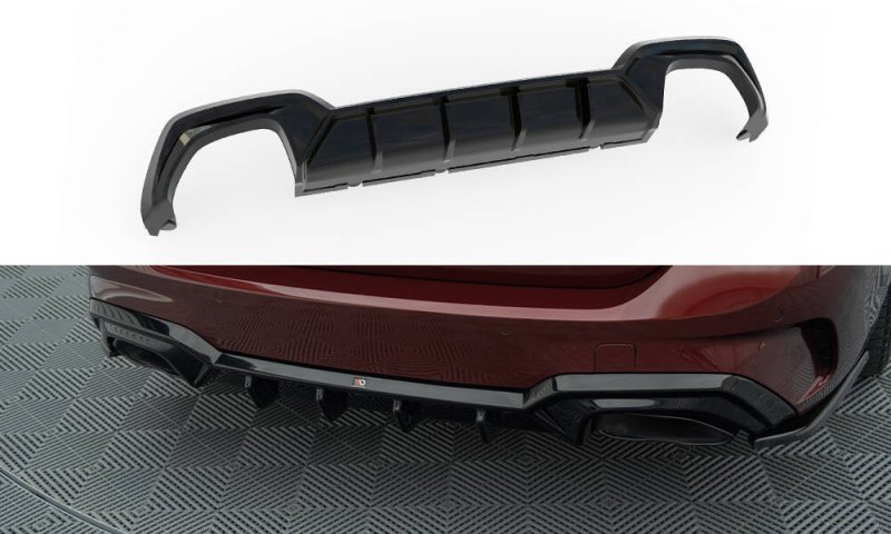 Maxton Diffusor Heck Ansatz BMW M340i G20 / G21 (Passend Fahrzeuge mit Anhängerkupplung) schwarz Hochglanz BM-3-21-MPACK-RS1RS2RGOO_OO+RS1RG