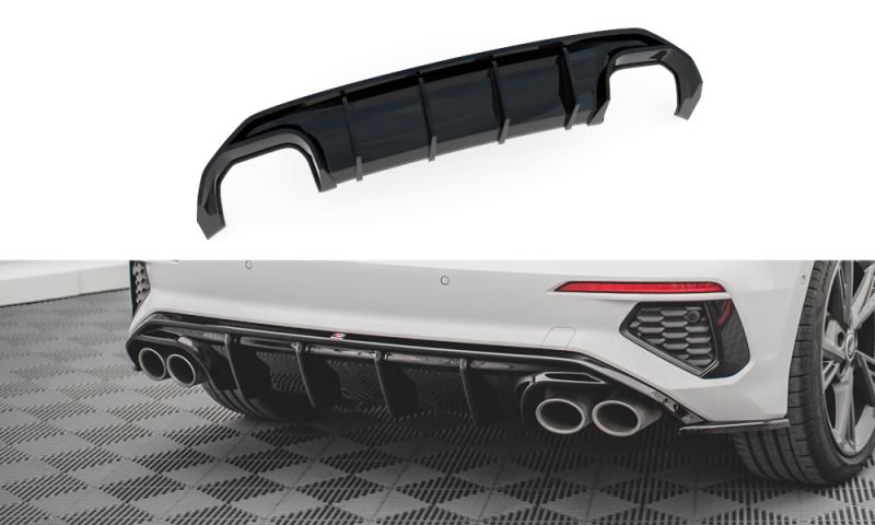 Maxton Diffusor Heck Ansatz Audi S3 Sportback 8Y schwarz Hochglanz AU-A3-8Y-SLINE-RS1-G