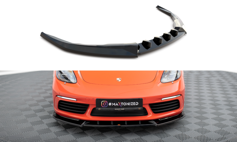 Maxton Front Ansatz V.1 für Porsche 718 Cayman 982c schwarz Hochglanz PO-CA-718-FD1-G