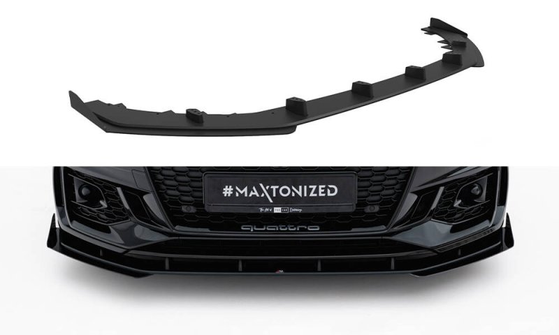 Maxton Street Pro Front Ansatz + Flaps Audi RS5 Coupe / Sportback F5 schwarz Hochglanz AURS52SBCNC-FD1B+FSF1-G