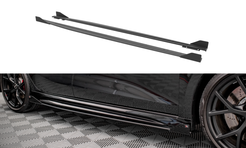 Maxton Street Pro Seitenschweller Ansatz für + Flaps Audi RS3 Sportback 8Y schwarz Hochglanz AURS38YCNC-SD1B+SRF1-G