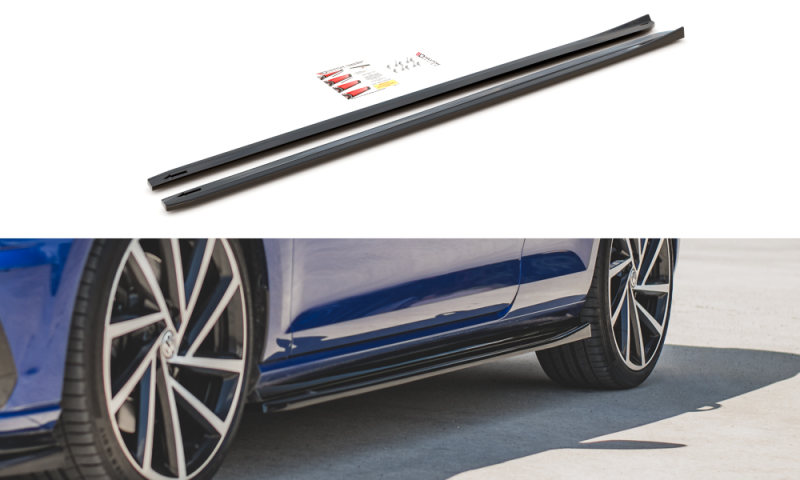 Maxton Seitenschweller Ansatz für V.4 VW Golf 7 R / R-Line Facelift schwarz Hochglanz VW-GO-7F-R-SD4-G