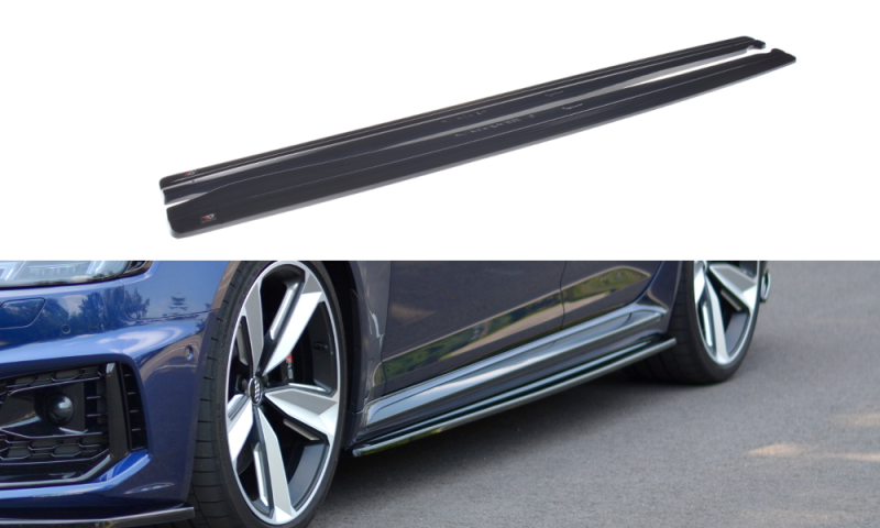 Maxton Seitenschweller Ansatz für Audi RS4 B9  schwarz Hochglanz AU-RS4-B9-SD1-G