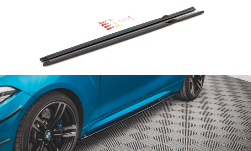 Maxton Seitenschweller Ansatz für V.2 für BMW M2 F87 schwarz Hochglanz BM-2-87-M-SD2-G