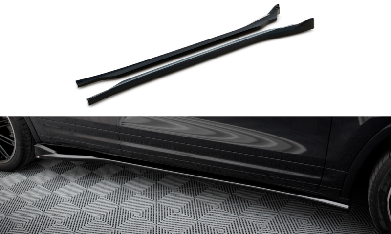 Maxton Seitenschweller Ansatz Porsche Cayenne Mk2 Facelift schwarz Hochglanz PO-CAY-2F-SD1-G