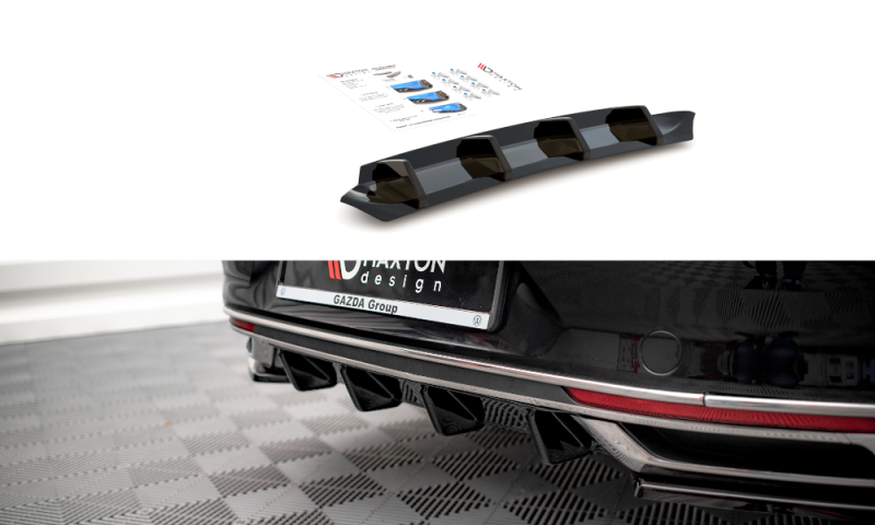 Maxton Diffusor Heck Ansatz für Volkswagen Passat B8 Facelift schwarz Hochglanz VW-PA-B8F-RS1-G