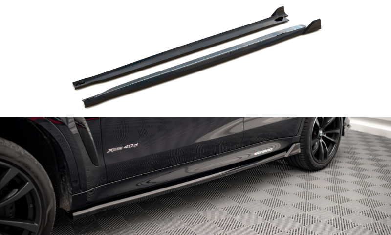 Maxton Seitenschweller Ansatz für V.2 für BMW X6 M-Paket F16 Carbon Look BM-X6-16-MPACK-SD2-C