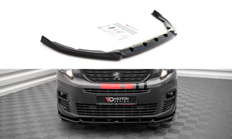 Maxton Front Ansatz für Peugeot Partner Mk3 schwarz Hochglanz PE-PA-3-FD1-G
