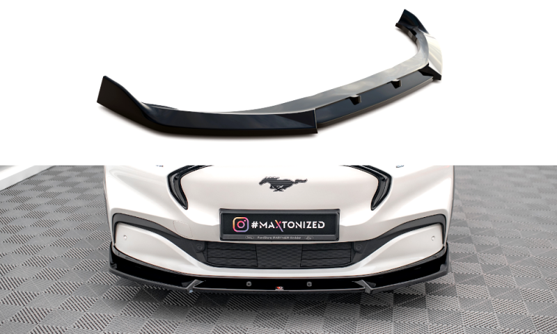 Maxton Front Ansatz V.1 für Ford Mustang Mach-E Mk1 schwarz Hochglanz FO-MU-MACHE-1-FD1-G