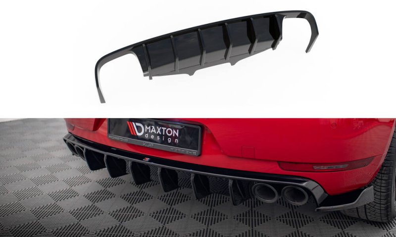 Maxton Diffusor Heck Ansatz Porsche Macan GTS / Sport Design Mk1 Facelift schwarz Hochglanz PO-MA-1F-RS1GOO_OO+RS1R-G