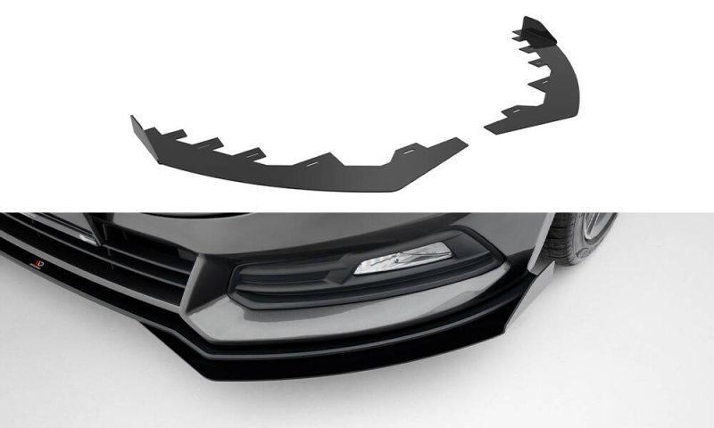 Maxton Front Flaps Ford Focus ST Mk3 Facelift schwarz Hochglanz FOFO3FSTCNC-FSF1-G