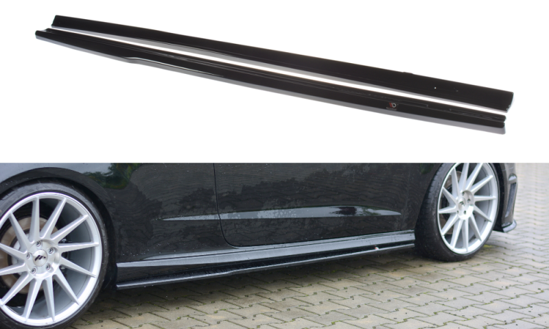 Maxton Seitenschweller Ansatz für Audi S3 / A3 S-Line 8V / 8V FL Hatchback schwarz Hochglanz AU-S3-3-3D-SD1-G