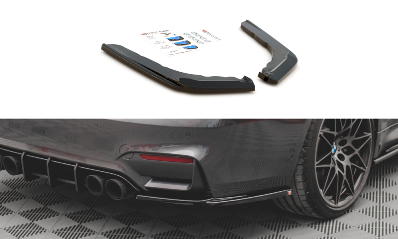 Maxton Heck Ansatz Flaps Diffusor V.1 für BMW M4 F82 schwarz Hochglanz BM-4-82-M-RSD1-G