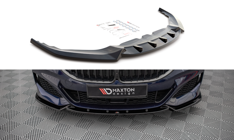 Maxton Front Ansatz V.3 für BMW 8 Coupe G15 / 8 Gran Coupe M Paket G16 schwarz Hochglanz BM-M850-G15-FD3-G