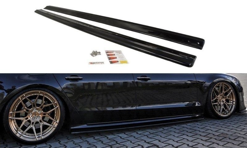Maxton Seitenschweller Ansatz für Audi S8 D4 FL schwarz Hochglanz AU-S8-D4-SD1-G