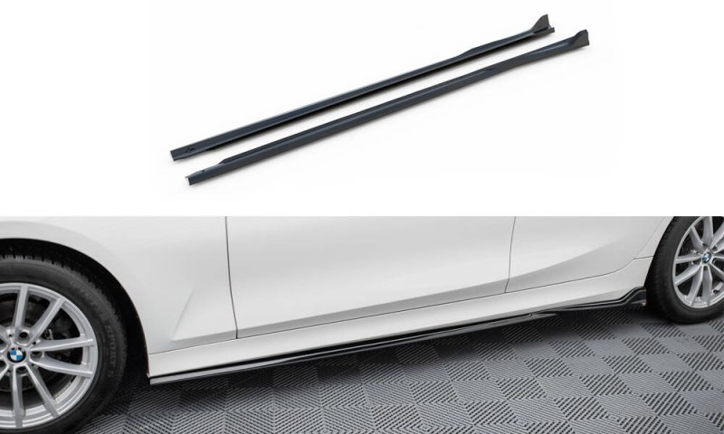 Maxton Seitenschweller Ansatz BMW 3er Limousine / Touring G20 / G21 Facelift schwarz Hochglanz BM-3-21F-SD1-G