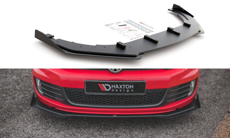 Maxton Racing Front Ansatz V.3 für passend +Flaps für Volkswagen Golf GTI Mk6 schwarz Hochglanz VWGO6GTICNC-FD3B+FSF1-G