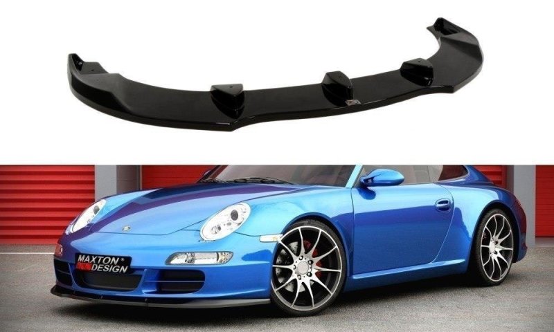 Maxton Front Ansatz für PORSCHE 911 Carrera 997.1 schwarz Hochglanz PO-911-997-FD1-G