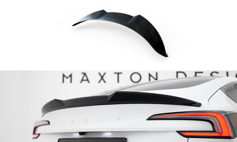 Maxton Spoiler CAP Abrisskante 3D Tesla Model 3 Performance Mk1 Facelift schwarz Hochglanz TE-MODEL3-1F-CAP3D1-G