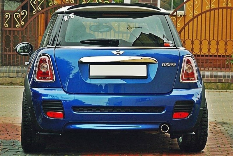 Maxton Heck Ansatz Flaps Diffusor für MINI COOPER R56 JCW schwarz Hochglanz MC-2-JCW-RSD1-G
