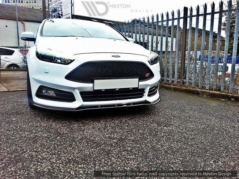 Maxton Front Ansatz V.1 für Ford Focus ST Mk3 FL schwarz Hochglanz FO-FO-3F-ST-FD1-G