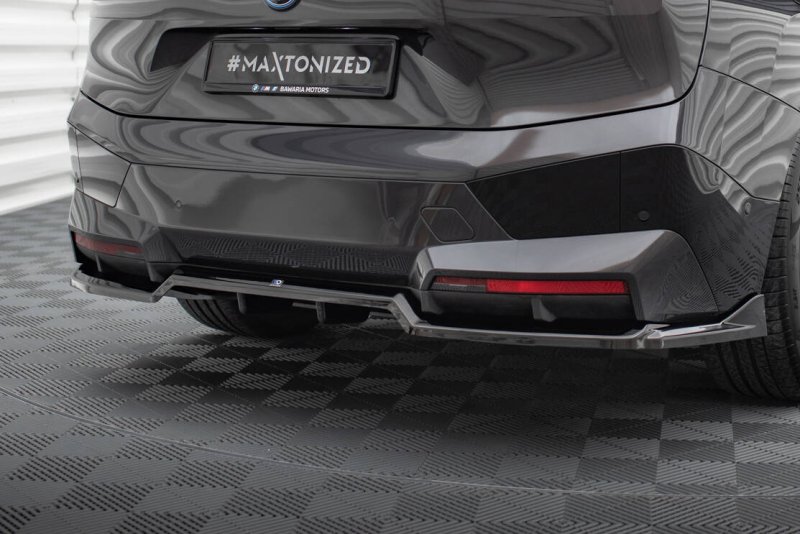 Maxton Mittlerer Cup Diffusor Heck Ansatz BMW iX M-Paket i20 schwarz Hochglanz BM-IX-1-MPACK-RD1G+RD2-G