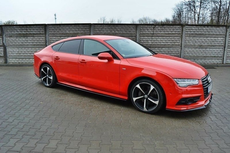 Maxton Seitenschweller Ansatz für Audi S7 / A7 S-Line C7 FL schwarz Hochglanz AU-A7-1F-SLINE-SD1-G
