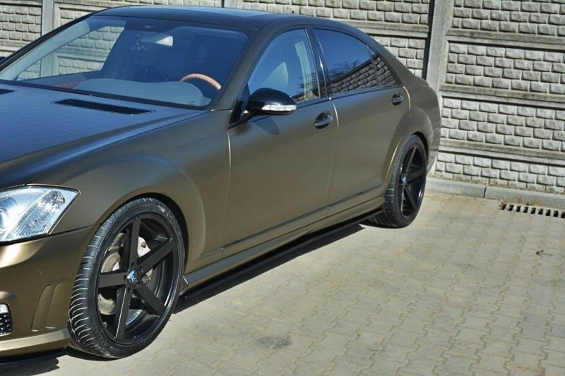 Maxton Seitenschweller Ansatz für MERCEDES S-KLASSE W221 AMG LWB schwarz Hochglanz ME-S-W221-AMG-SD1-G