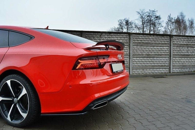Maxton Heck Ansatz Flaps Diffusor für AUDI A7 S-LINE (FACELIFT) schwarz Hochglanz AU-A7-1F-SLINE-RSD1-G