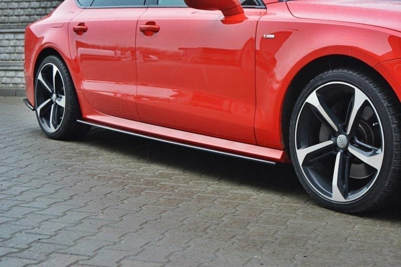 Maxton Seitenschweller Ansatz für Audi S7 / A7 S-Line C7 FL schwarz Hochglanz AU-A7-1F-SLINE-SD1-G