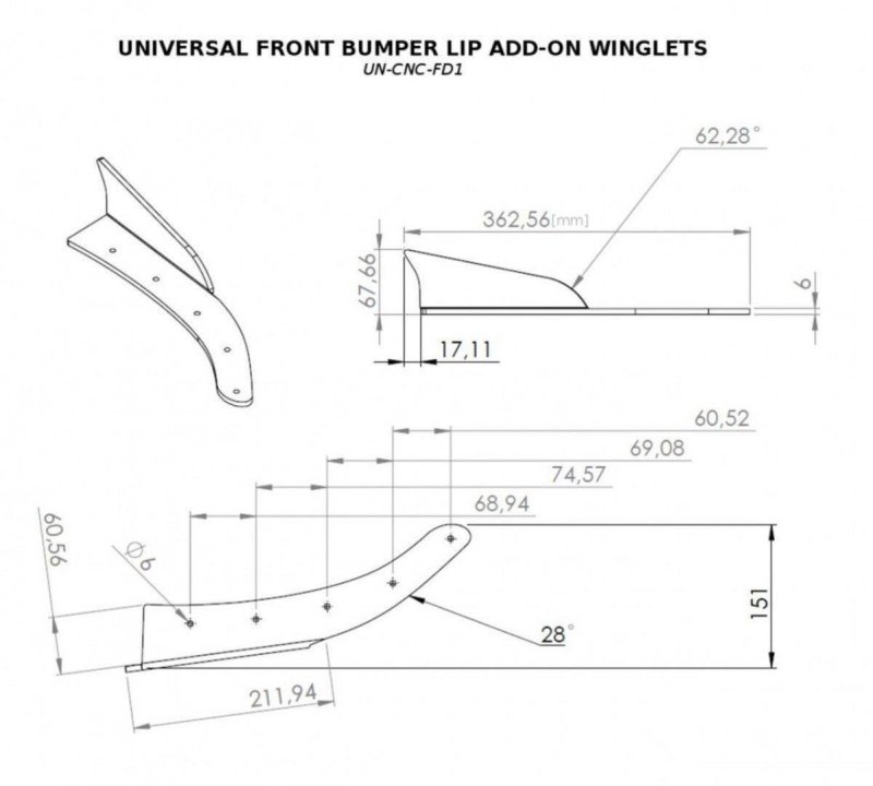 Maxton UNIVERSAL Frontansatz WINGLETS UN-CNC-FD1