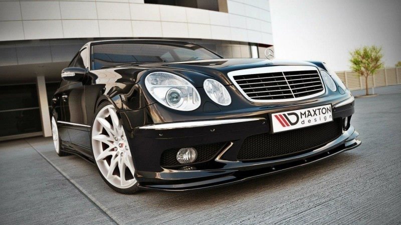 Maxton Front Ansatz für MERCEDES E W211 AMG VORFACELIFT schwarz Hochglanz ME-E-W211-AMG-FD1-G