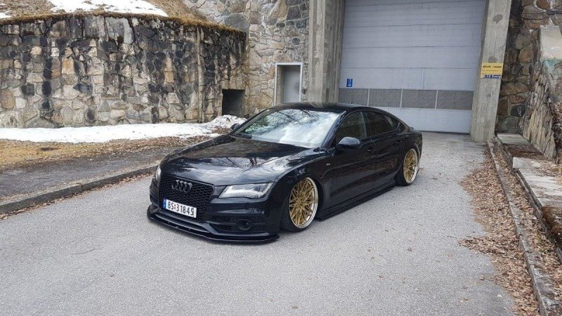 Maxton Front Ansatz V.2 für Audi A7 Mk1 S-Line schwarz Hochglanz AU-A7-1-SLINE-FD2-G