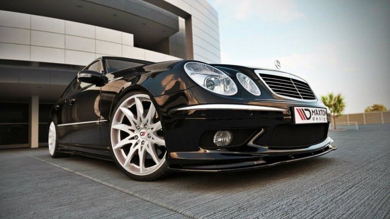 Maxton Front Ansatz für MERCEDES E W211 AMG VORFACELIFT schwarz Hochglanz ME-E-W211-AMG-FD1-G