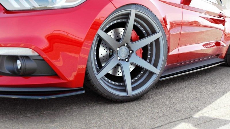 Maxton Seitenschweller Ansatz für Ford Mustang Mk6 schwarz Hochglanz FO-MU-6-SD1-G