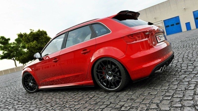 Maxton Spoiler CAP für Audi S3 / A3 S-Line 8V / 8V FL Hatchback / Sportback schwarz Hochglanz AU-S3-3-CAP1-G