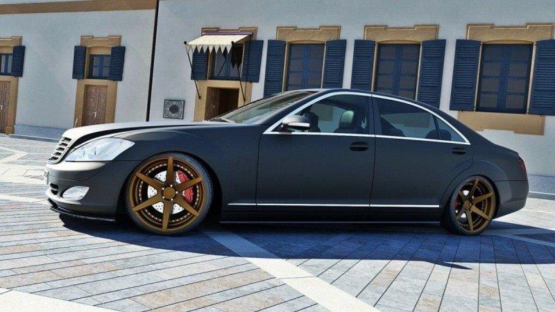 Maxton Seitenschweller Ansatz für MERCEDES S-KLASSE W221 LONG schwarz Hochglanz ME-S-W221-SD1-G