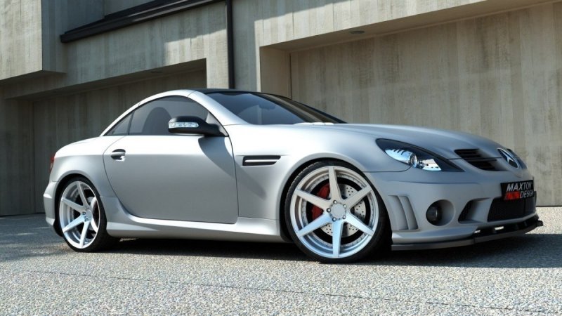 Maxton Front Ansatz für MERCEDES SLK R171 (FÜR ME-SLK-R171-AMG204-F1) schwarz Hochglanz ME-SLK-R171-AMG204-FD1-G