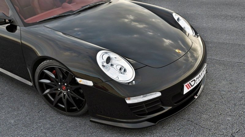 Maxton Front Ansatz für PORSCHE 911 Carrera 997.2 Facelift schwarz Hochglanz PO-911-997F-FD1G+FD1R-G