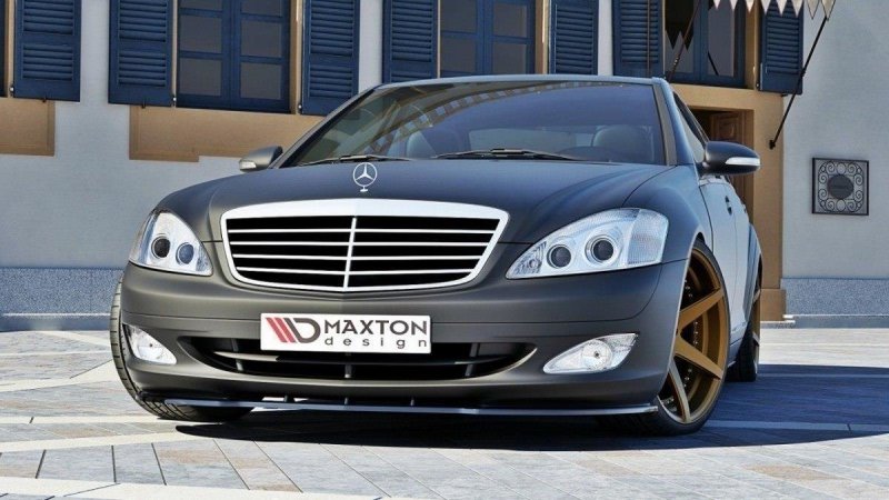 Preview: Maxton Front Ansatz für MERCEDES S-KLASSE W221 schwarz Hochglanz ME-S-W221-FD1-G