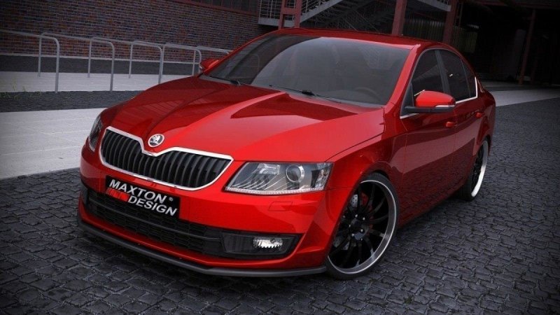 Maxton Front Ansatz V.1 für Skoda Octavia Mk3 schwarz Hochglanz SK-OC-3-FD1-G