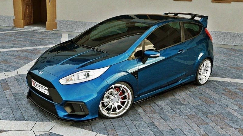 Maxton Front Ansatz für (Focus RS Look Stoßstange) Ford Fiesta Mk7 FL  schwarz Hochglanz FO-FI-7F-RS15-FD1-G