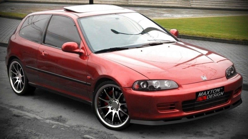 Maxton Front Ansatz für HONDA CIVIC MK5 schwarz Hochglanz HO-CI-5-FD1-G