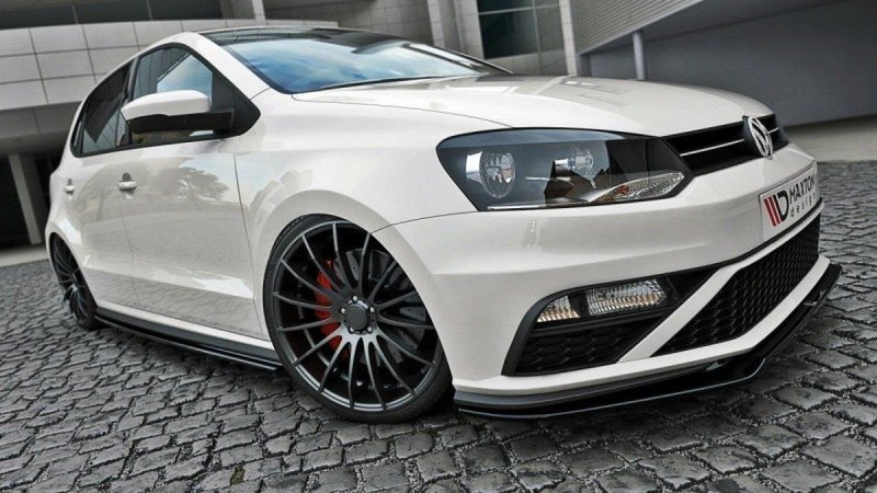 Maxton Front Ansatz für v.2 VW Polo 6R GTI Facelift schwarz Hochglanz VW-PO-5F-GTI-FD2-G