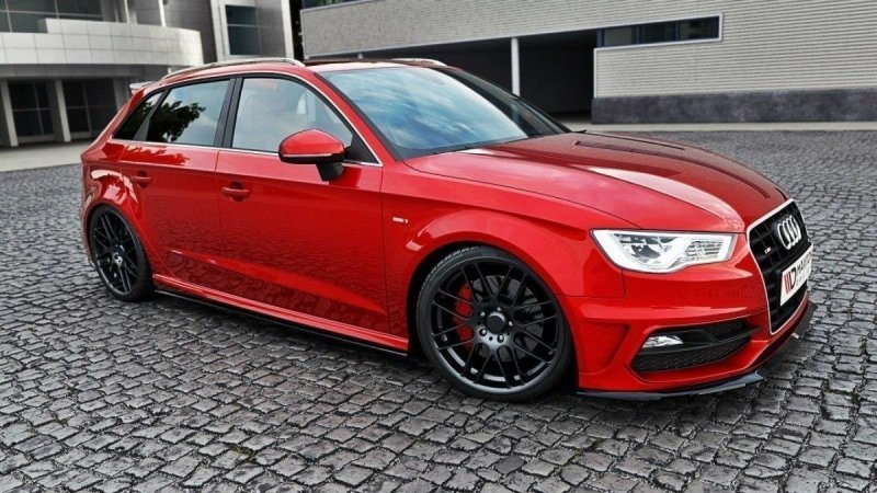 Maxton Seitenschweller Ansatz für Audi S3 / A3 S-Line 8V / 8V FL Sportback schwarz Hochglanz AU-S3-3-SD1-G