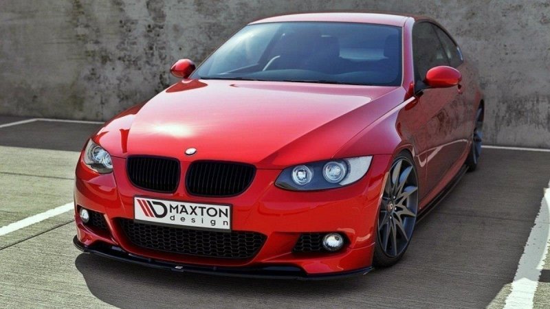 Maxton Front Ansatz für BMW 3er E92 M Paket vor Facelift schwarz Hochglanz BM-3-92-MPACK-FD1-G