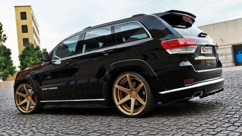Maxton Heck Ansatz Flaps Diffusor für Jeep Grand Cherokee WK2 Summit Facelift schwarz Hochglanz JE-GC-4F-SU-RSD1-G