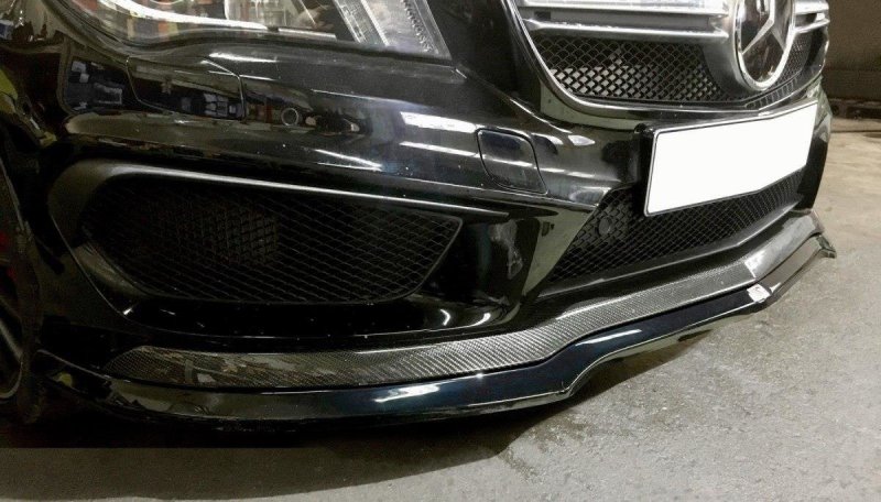 Maxton Front Ansatz für v.1 MERCEDES CLA 45 AMG C117 (vor Facelift) schwarz Hochglanz ME-CLA-117-AMG-FD1-G